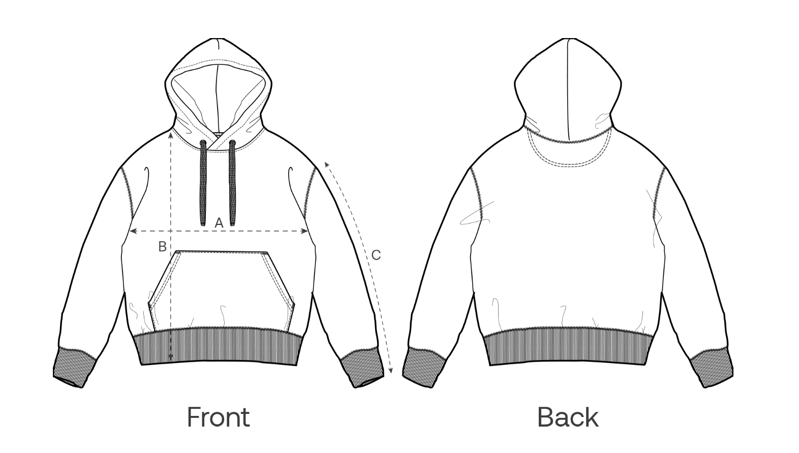 Diagramme de mesure pour sweat à capuche